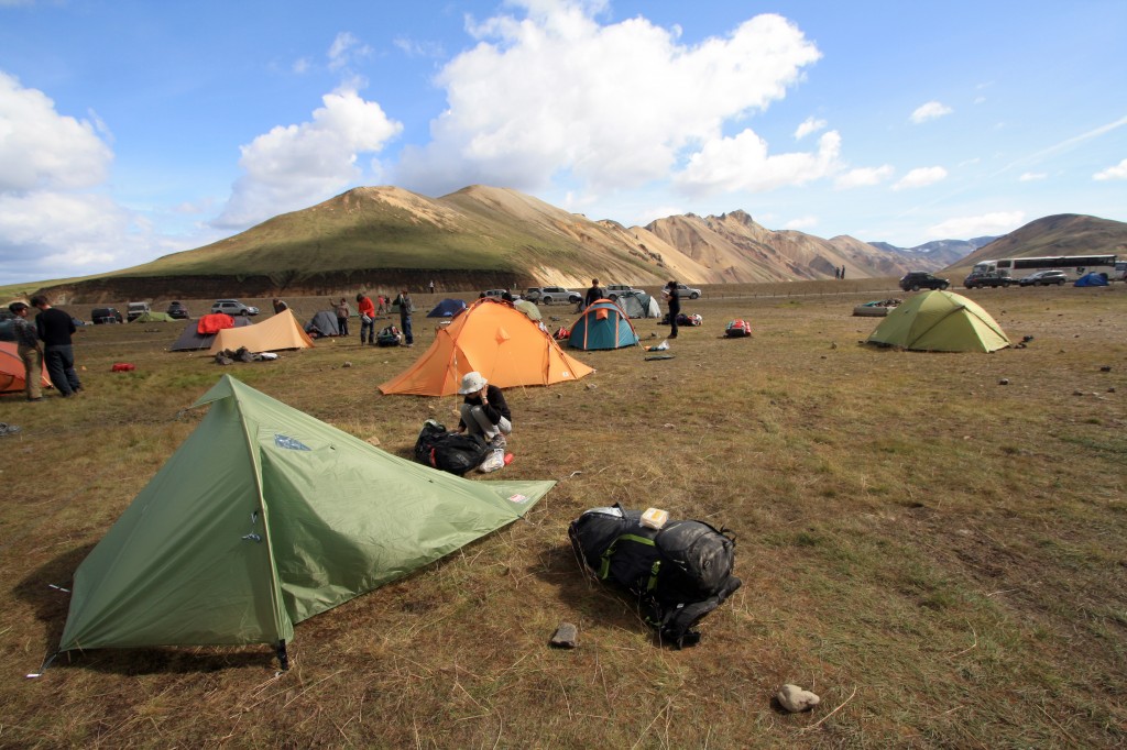 Tente au camping de Landmannalaugar en Islande