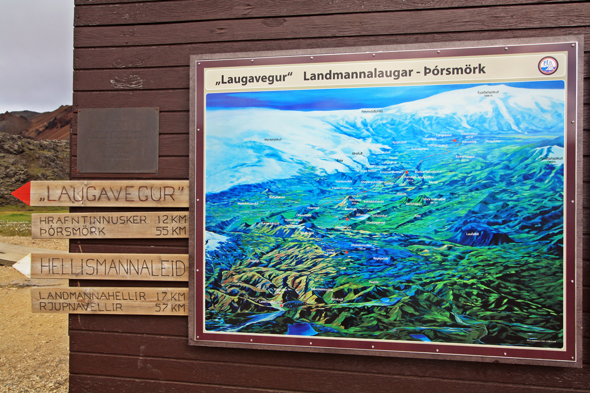 Carte du Trek Laugavegur (Landmannalaugar - Islande)