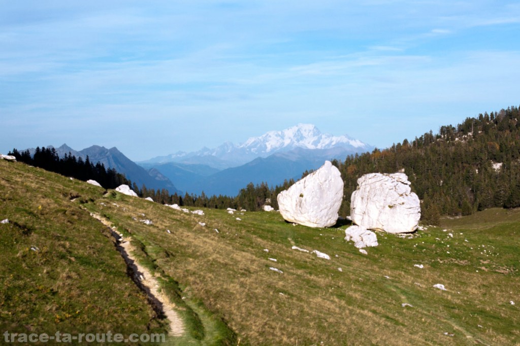 Les Rochers de l'Alpette avec le Mont Blanc (Mont Granier, Chartreuse)