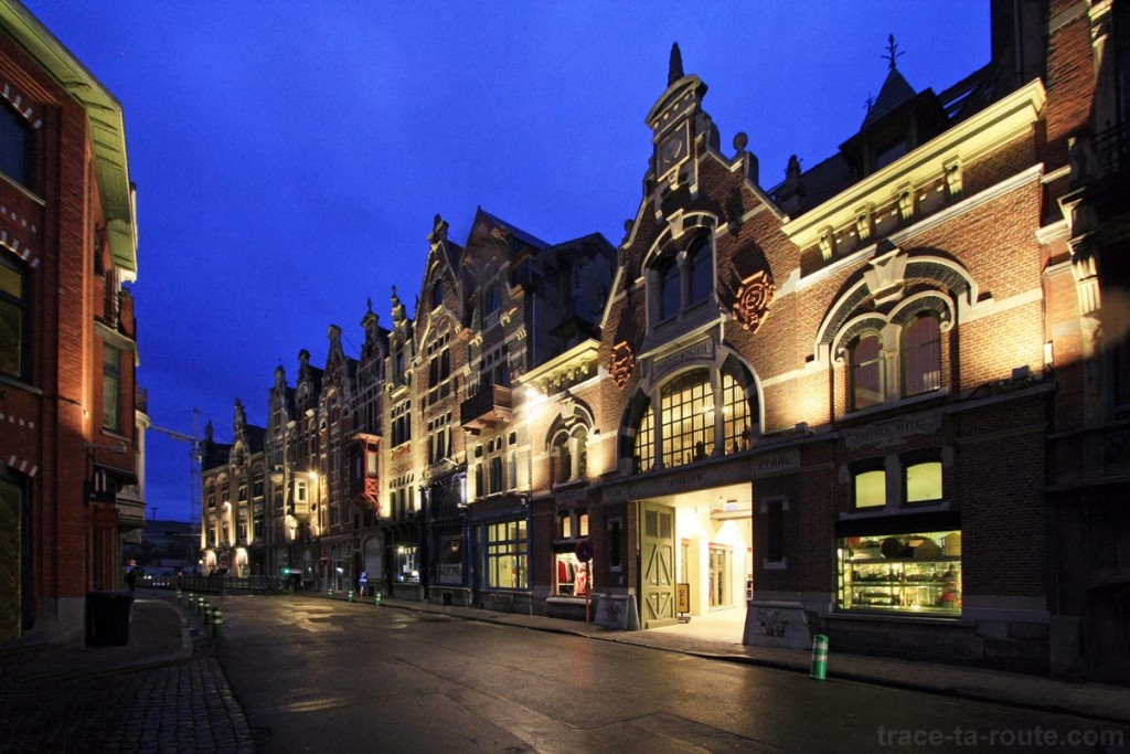 Rue Baudelostraat à Gand, de nuit, Belgique - Gent Belgium