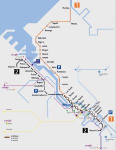 Plan de Métro de Bilbao - ligne 1 et ligne 2