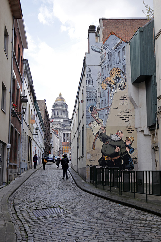 Fresque BD - Odilon Verjus (Laurent Verron, Yann Le Pennetier) - Rue des Capucins, Bruxelles