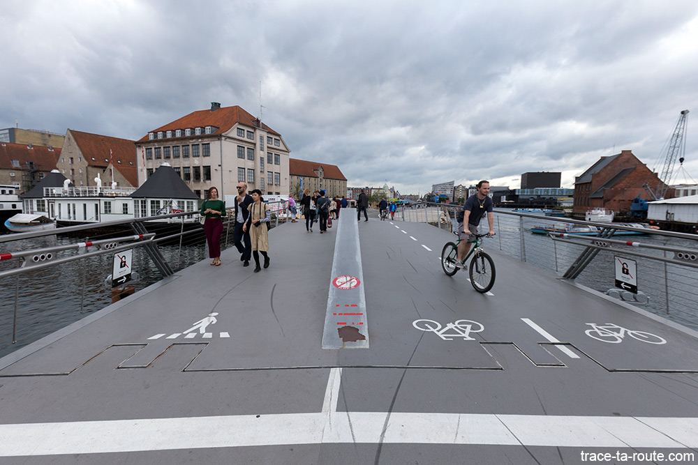 Pont avec la piste cyclable dans le quartier Christiana - Christianshavn, Copenhagen Danemark