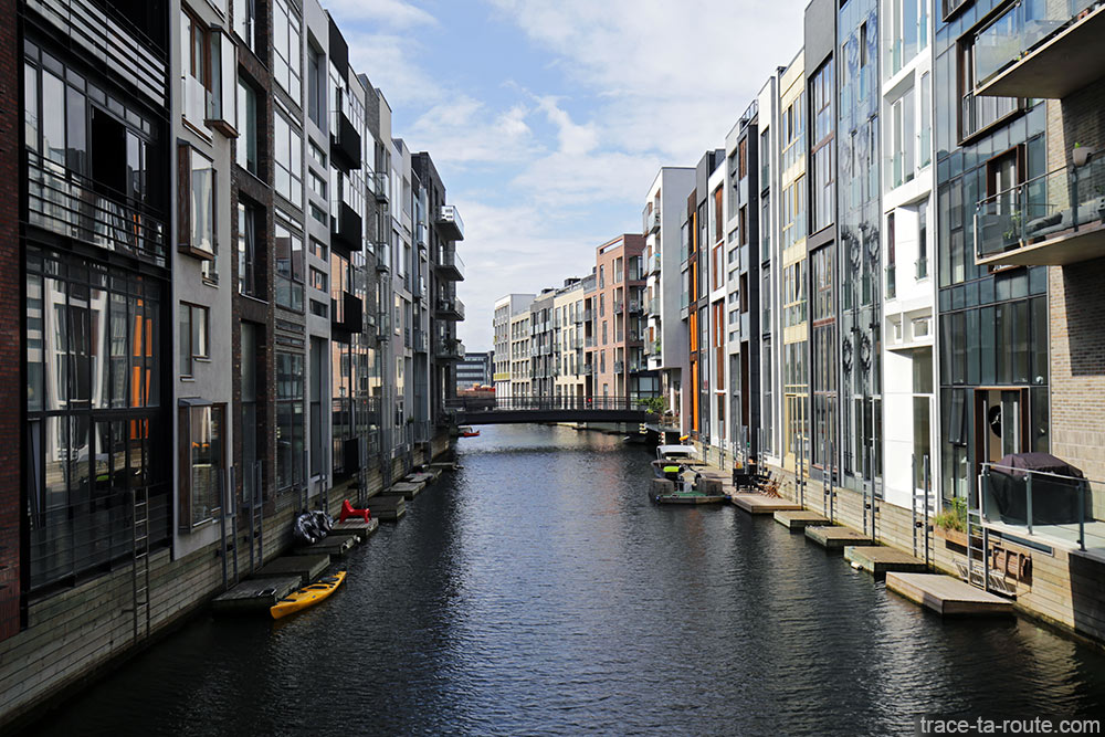 Canal bâtiments Sluseholmen à Copenhague, Danemark