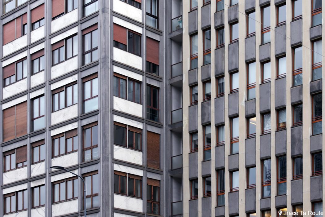 Architecture façades bâtiments Via Vittor Pisani, Milan