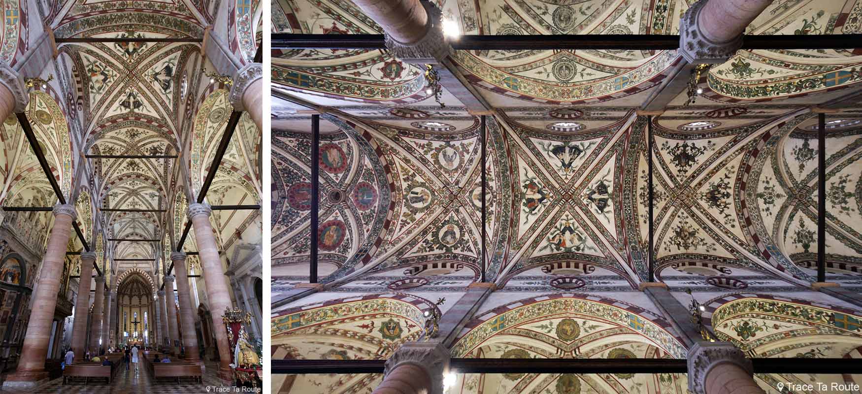 Plafond décoré de la Nef de la Basilique Sant'Anastasia de Vérone - Chiesa San Pietro da Verona in Santa Anastasia Basilica
