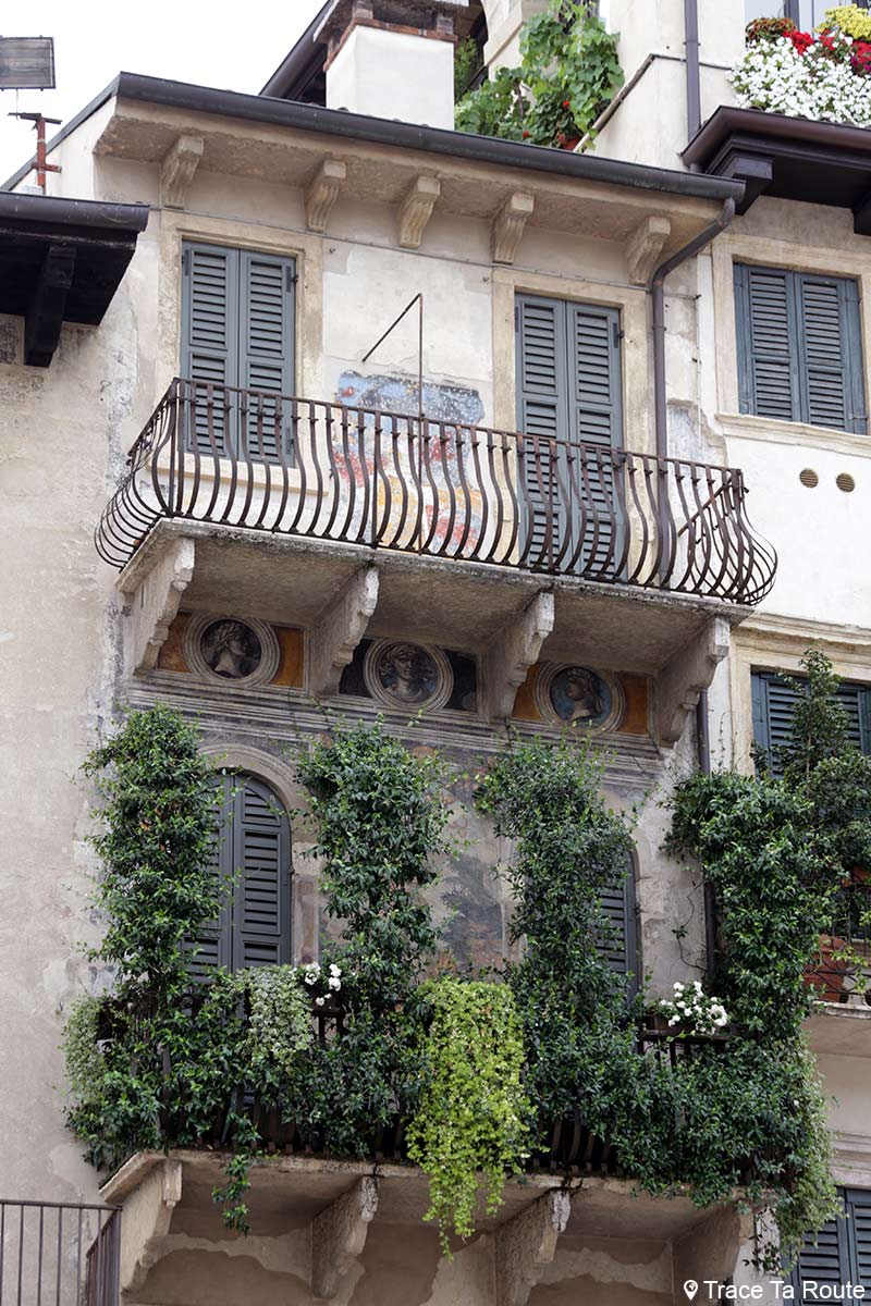 Vérone - Fresques sur les façades des maisons Piazza delle Erbe Verona