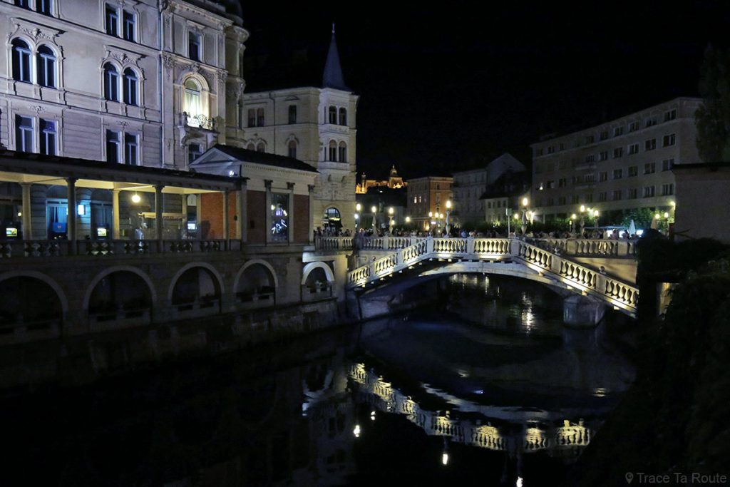 Le Triple Pont de Ljubljana la nuit, Slovénie - Ljubljana by night