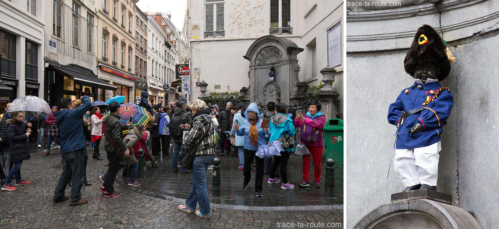 La statue Manneken Pis à Bruxelles, Belgique (déguisé avec costume) - Brussels, Belgium