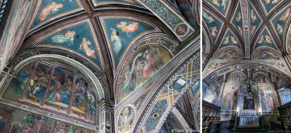 Fresques sur le plafond de la Chapelle du Museo Civico de Sienne - Cappella di Palazzo Pubblico di Siena