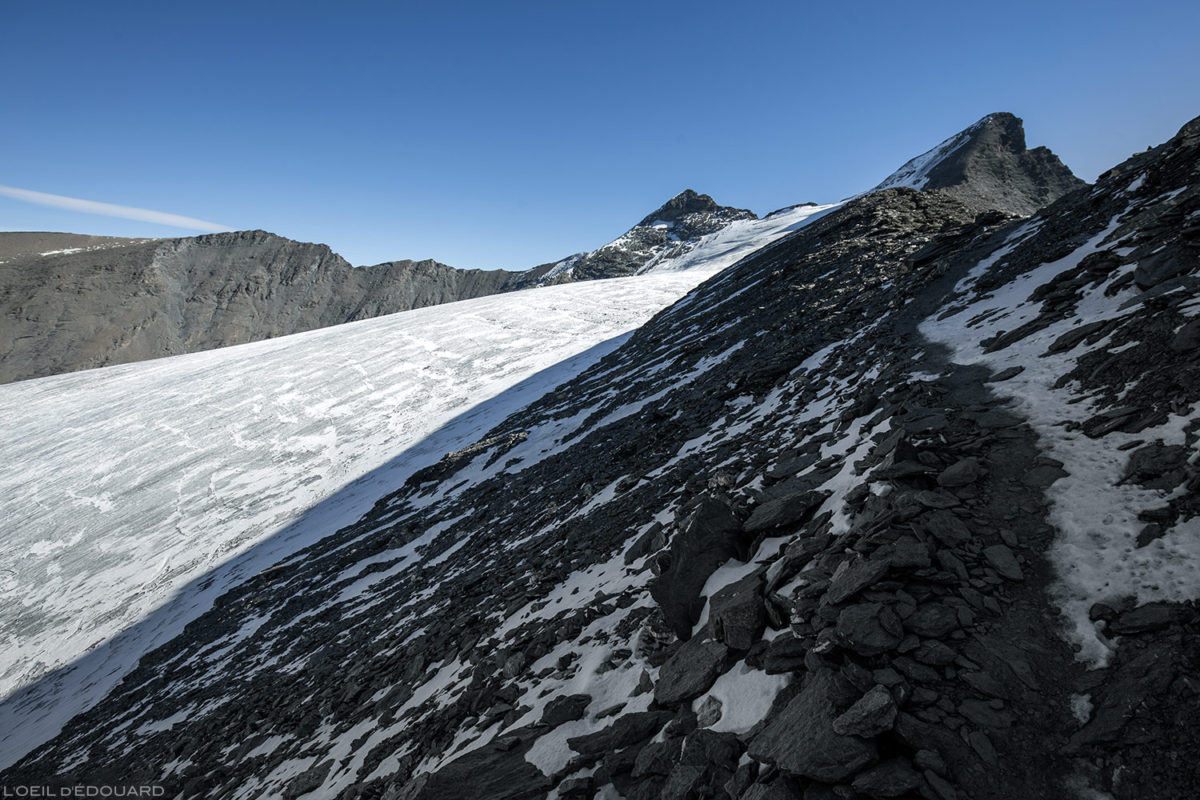 Itinéraire randonnée à l'Aiguille de la Grande Sassière le long du Glacier de la Sassière - Alpes Grées Savoie