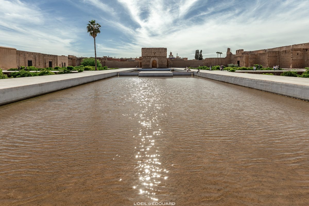 Bassin cour intérieure de Palais Badi à Marrakech, Maroc / Marrakesh Morocco