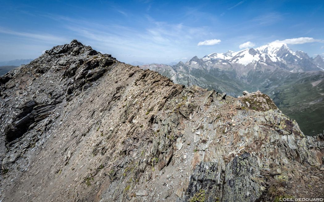 Sommet de La Pointe de la Terrasse avec vue sur le Mont Blanc, Le Beaufortain Savoie Paysage Montagne Alpes