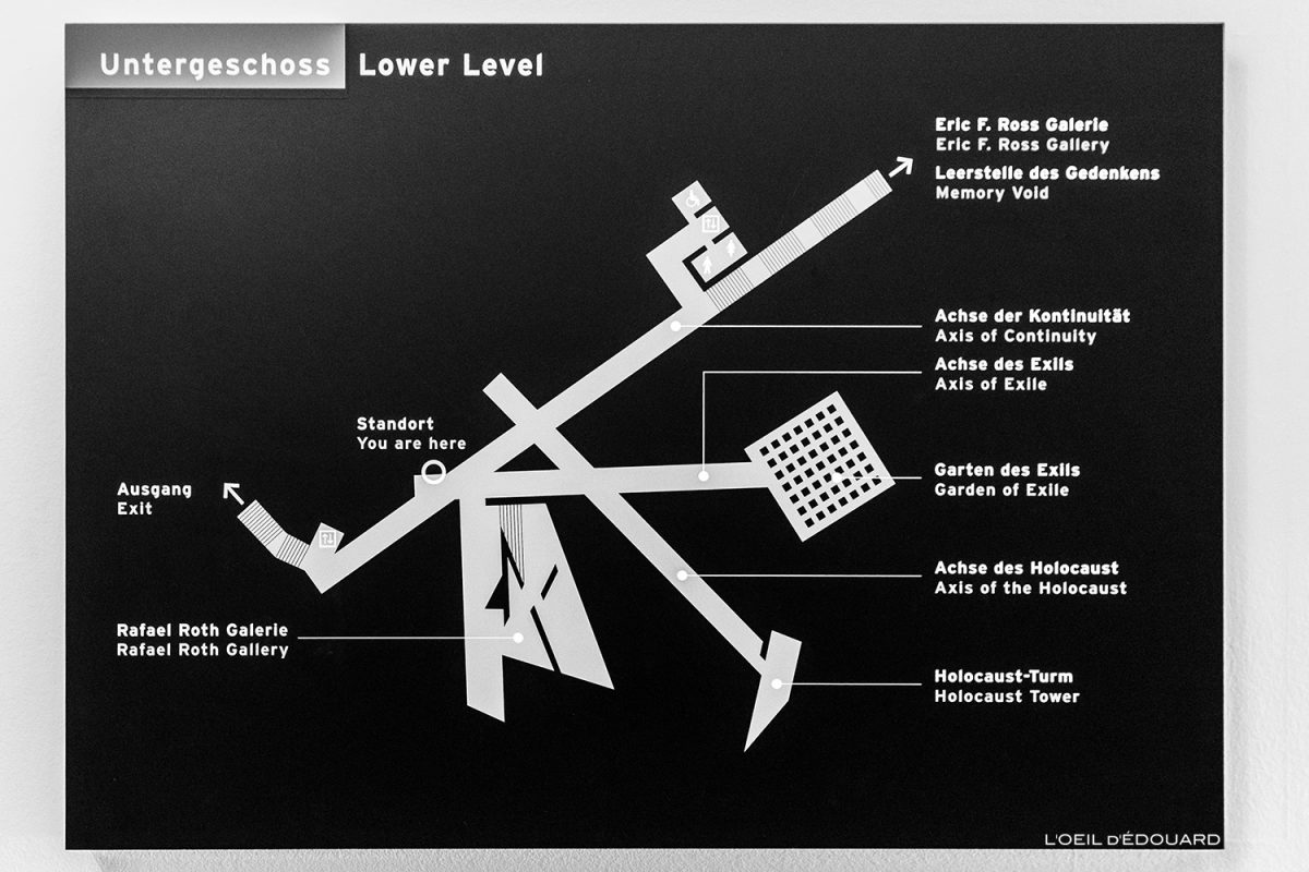 Plan 3 axes Musée Juif de Berlin Allemagne : axe de l'Exil Axe de l'Holocauste Axe de la Continuité - Jüdisches Museum Deutschland Germany Jewish Museum Architecture Daniel Libeskind