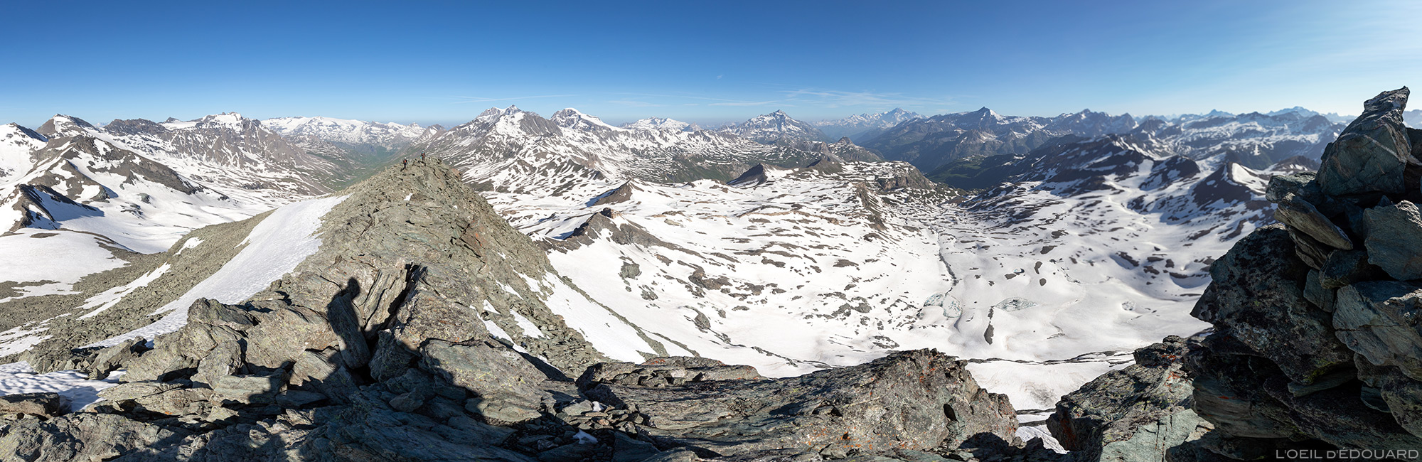 Vue au sommet de la Pointe de Méan Martin alpinisme, Massif de la Vanoise - Paysage Montagne Alpes Mountain Landscape mountaineering