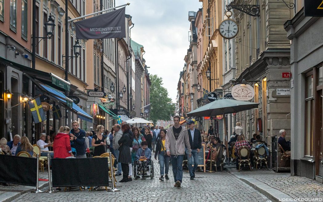 Bars et restaurants, rue Lilla Nygatan, Gamla Stan Stockholm Suède Sweden Sverige