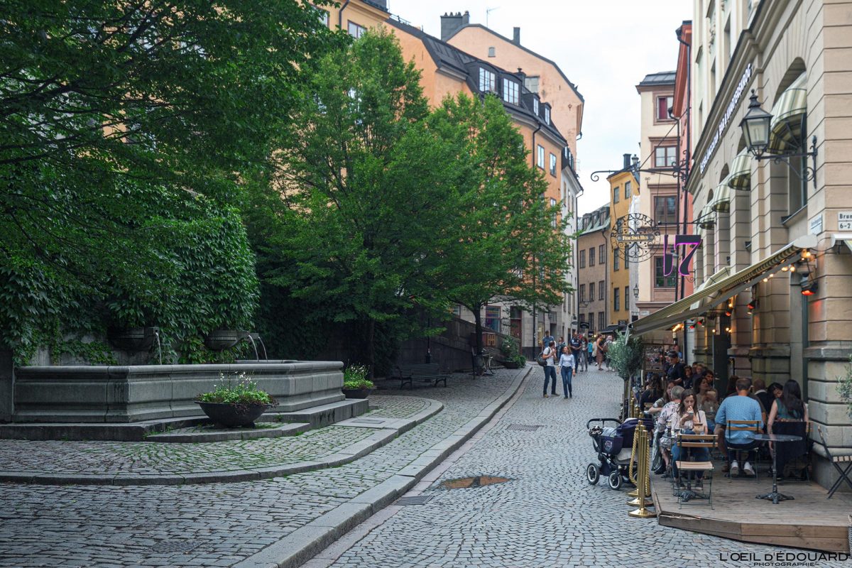 Place Kopmantorget - vieille ville Gamla Stan Stadsholmen Stockholm Suède Sweden Sverige street