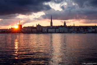 Coucher de soleil sur Gamla Stan - Stadsholmen Stockholm Suède Sweden Sverige sunset