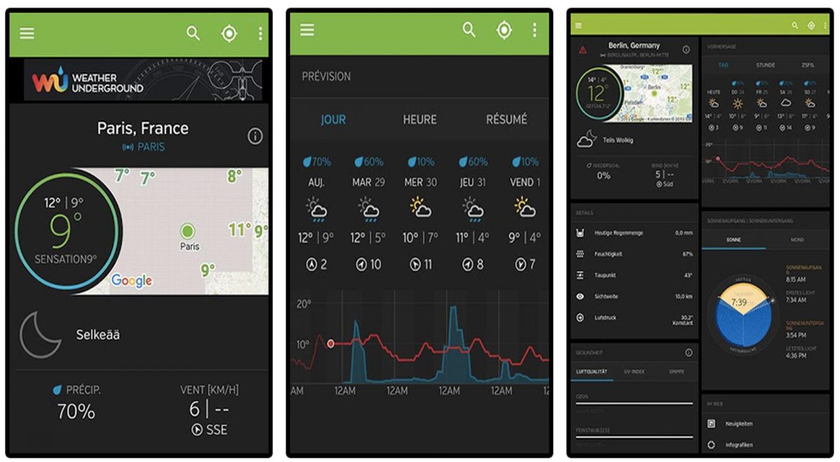 Application Weather Underground Météo Smartphone app
