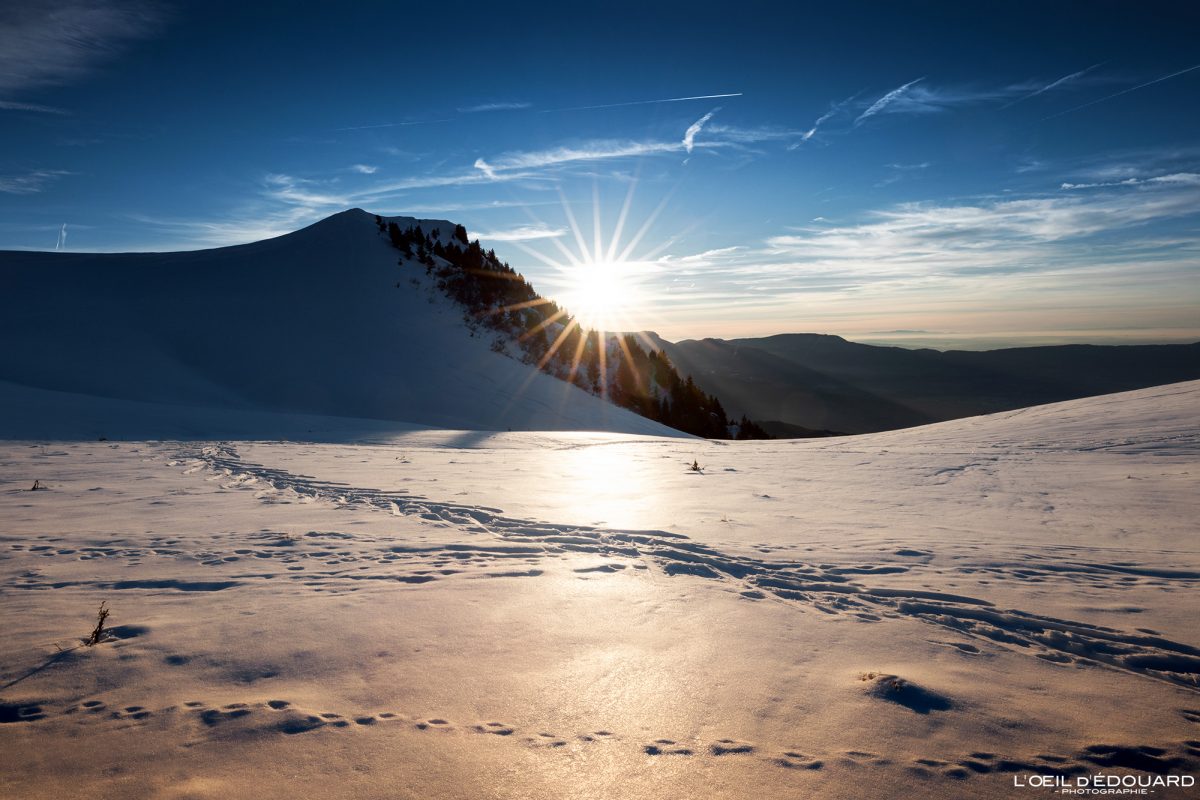 La Pointe de la Galoppaz en hiver, Massif des Bauges Savoie Alpes Coucher de soleil Paysage Montagne neige - Outdoor French Alps Mountain Landscape Winter Snow Sunset