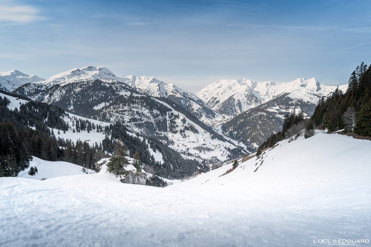 Col du Pré en Raquettes Massif du Beaufortain Savoie Alpes Paysage Montagne Hiver Neige France Outdoor French Alps Mountain Landscape Winter Snow