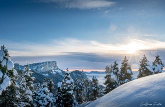 Coucher de soleil Hauts-Plateaux du Vercors Hiver Neige Paysage Montagne Isère Alpes France Outdoor French Alps Mountain Landscape Winter Snow Sunset