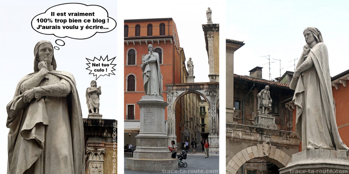 Sculpture Statue de Dante Vérone Tourisme Italie Voyage - Piazza dei Signori Verona Italia Visit Italy Travel