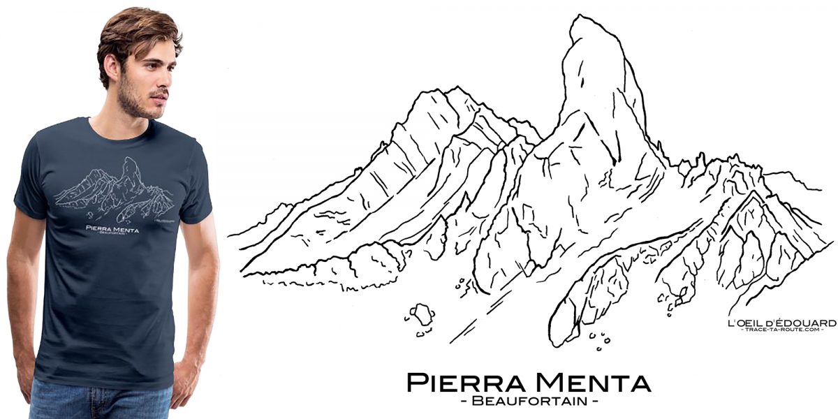 T-Shirt Dessin Pierra Menta, Massif du Beaufortain (Savoie Alpes France) Paysage Montagne Outdoor Wear French Alps Mountain Landscape / Sketchbook Drawing : L'Oeil d'Édouard ©