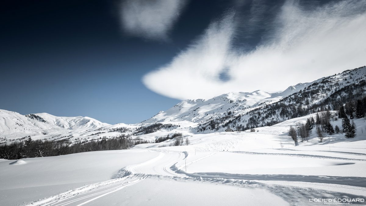 Ski de fond Grand Naves Massif du Beaufortain Savoie France Paysage Montagne Hiver Neige Outdoor French Alps Mountain Landscape Winter Snow Cross-country Skiing