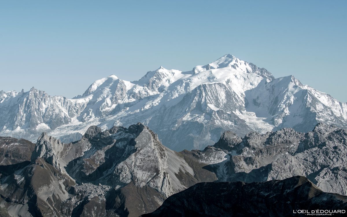 Mont Blanc depuis le sommet Pointe du Midi Chaine du Bargy Randonnée Massif des Bornes Haute-Savoie Alpes France Paysage Montagne Nature Outdoor French Alps Landscape Mountain Hike Hiking