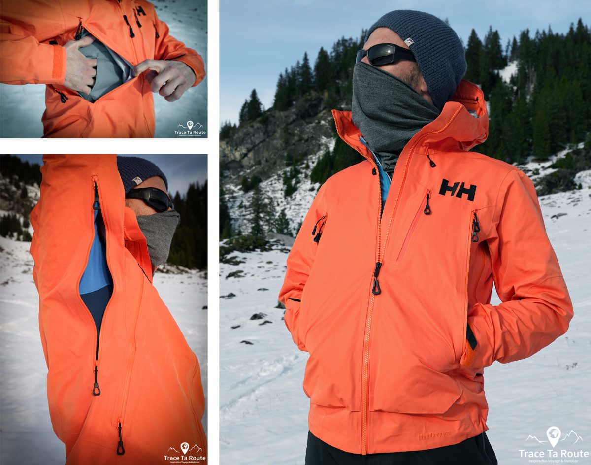 Test veste Helly Hansen Odin 9 Worlds Infinity Shell Jacket pockets Review outdoor mountaineering hiking winter mountain snow - Ouvertures poches Veste imperméable randonnée alpinisme montagne hiver neige
