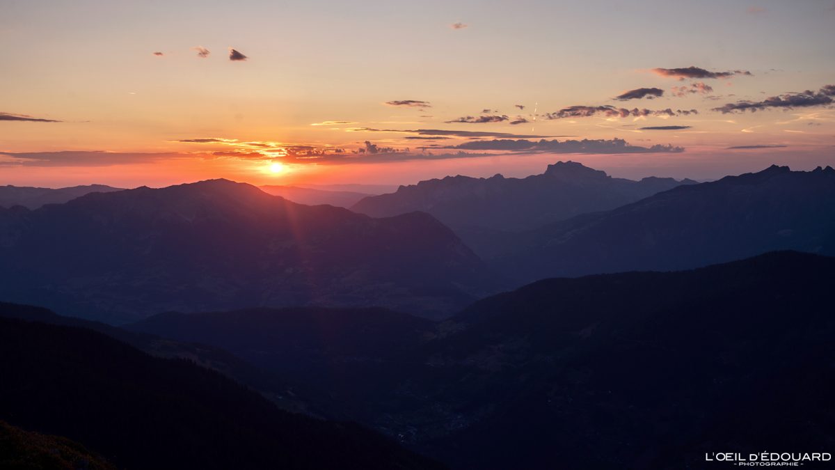 Coucher de soleil Roche Plane Massif du Beaufortain Savoie Alpes France Randonnée Montagne Paysage Nature Outdoor French Alps Mountain Landscape Sunset