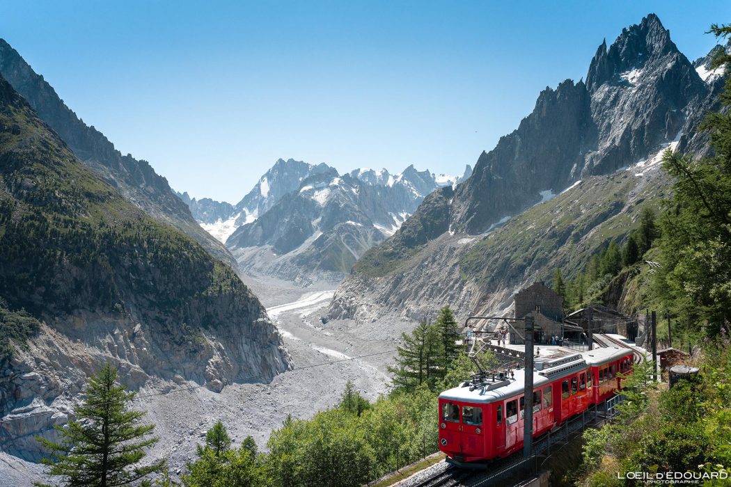 Train du Montenvers Mer de Glace Chamonix Massif du Mont-Blanc Haute-Savoie Alpes Visit France Tourisme Paysage Montagne French Alps Mountain Landscape Sea of Ice