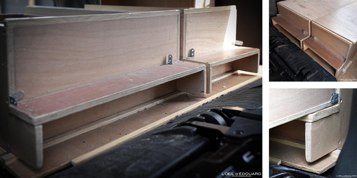 Structure en bois Caissons Lit - Bricolage Idée Aménagement Voiture Utilitaire Fourgon en Van pour Dormir dedans Road Trip Voyage Travel Car Craft Layout to Sleep in VanLife