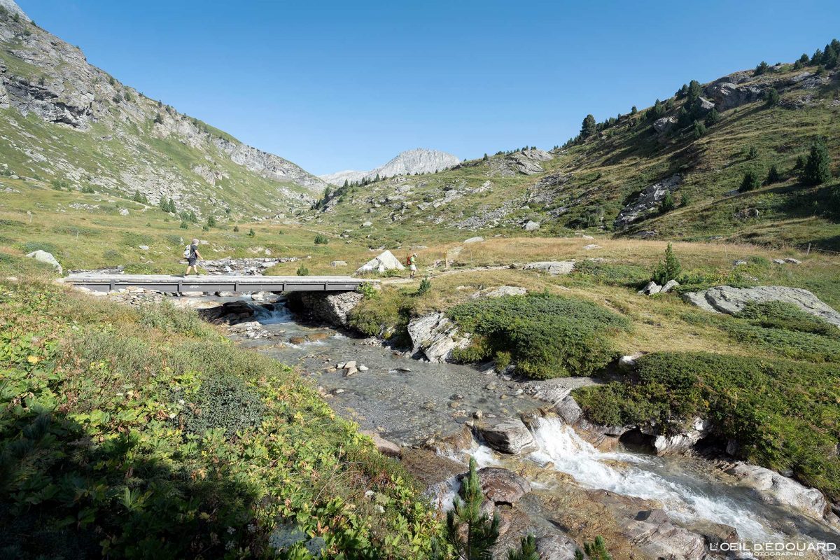 Pont de la Sétéria Randonnée Aussois Haute Maurienne Massif de la Vanoise Savoie Alpes France Tourisme Paysage Montagne Nature Outdoor Bridge River Landscape Mountain Hiking